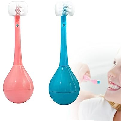 2PCS All Rounded Tooth-Hugging Toothbrush, Baby-Zahnbürste, 3-seitige Zahnbürste, Kinder-Zahnbürste, Dreiseitige Zahnbürste, Reise-Zahnbürste, V-förmige Zahnbürste mit Weichen Borsten