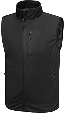 WILLIT Herren Golf Weste Leichtgewicht Softshell Weste Outerwear Ärmellose Jacke für Wandern Laufen Causal Schwarz XL