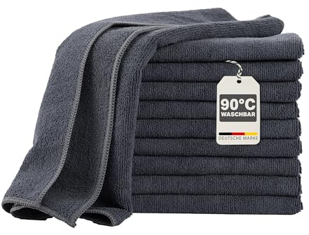 Devior 10er Set Mikrofasertücher 40x40 cm, Anthrazit – Mikrofasertuch für Staubwischen, Oberflächenreinigung, Fensterputzen, Lackpflege & Innenraumreinigung, 80% Polyester, 20% Polyamid