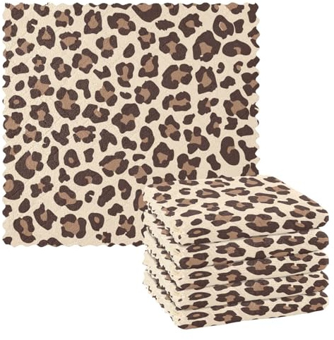 Mnsruu Microfibre Cleaning Cloths Leopard Print Cheetah Reusable Dish Cloths for Washing Up 6 Pack Swedish Dishcloth Microfibre Cleaning Towels Washable Duster Rags Cloth Home