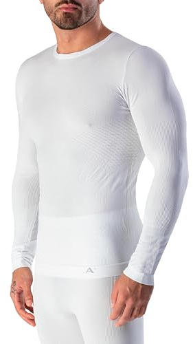 Risalti Camiseta Termica Hombre Manga Larga Energy - Jersey Técnico, Transpirable, Compresivo, Ropa Interior Térmica Sin Costuras y Etiquetas, Esquí, Trekking, Running, Ciclismo - Made in Italy