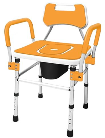 Toilettenstuhl Höhenverstellbar Duschhocker Duschstuhl für Senioren Badewannenhocker,Commode Toilet Chair WC-Stuhl für Senioren Behinderte und Schwangere orange color