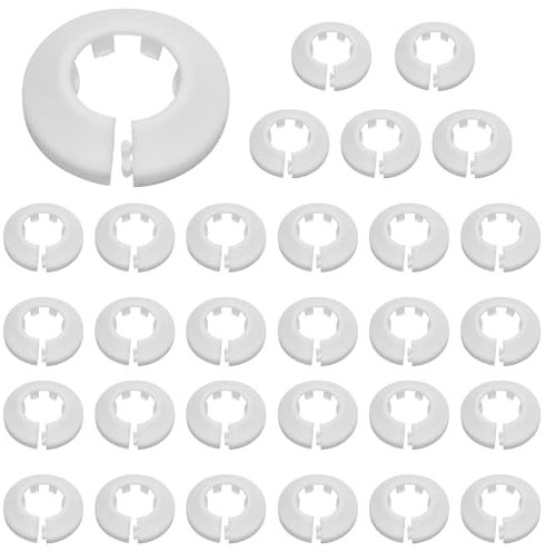 30 Stück Einzel Heizungsrohr Rosette, Heizungsrohr Rosette Rohrmanschetten Heizkörper Rohrabdeckung für Heizungsrohre Warm- und Kaltwasserrohre (Weiß, 16mm)