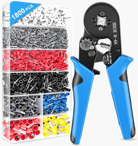 Ferrule Crimping Tool Kit, 1800PCS Wire Ferrules&Crimper Plier for AWG23-7