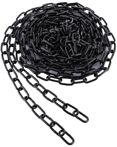 YAYODS 9m Heavy-Duty Black Carbon Steel Chain Link - 4mm Galvanized Welded for Fences, Gates, Garage Doors, Hanging Plants, Bicycle Security