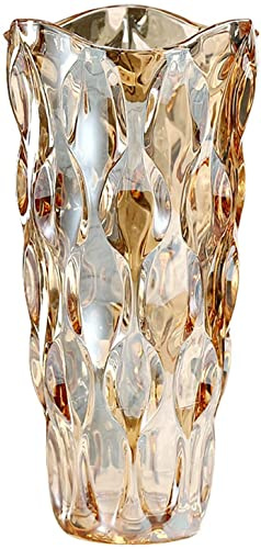 Glass Flower Vase, 24cm Hight Modern Minimalist FlowerVase, Nordic Crystal Decorative Handmade Vase Flower Arrangement Decoration for Home Office Decor, Gift for Wedding Housewarming Party Celebrate