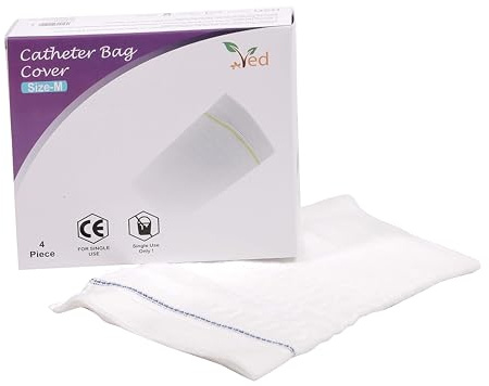 Ved Sleeve Katheter-Beinbeutelhalter, Katheterbeutel-Abdeckung, robuste und langlebige Fasermischungen mit Außennähten, waschbar und wiederverwendbar, Größe Medium (4er-Pack)