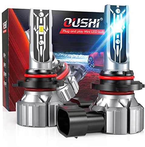 OUSHI Bombilla HB3 LED 55W, 9005 LED Canbus Kit De Conversión De Luz Antiniebla Para Automóvil, 12000LM Bombillas Para Luces Antiniebla, 6000K Xenón Blanco (2 piezas)