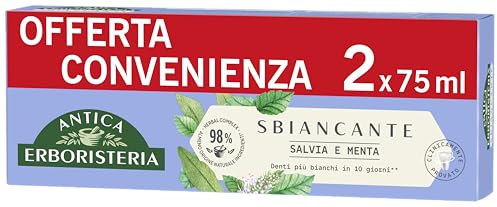 Antica Erboristeria - Dentifricio Sbiancante, Denti più bianchi, 75mlx2