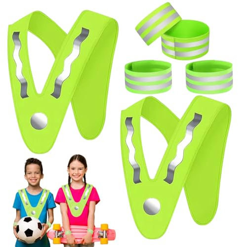 2 Pièces Gilet de Sécurité pour Enfant, Gilet Réfléchissant pour Enfants, Gilet réfléchissant en Forme de V, Gilet de sécurité léger pour enfants, pour Sport, Course, Cyclisme, Ecole