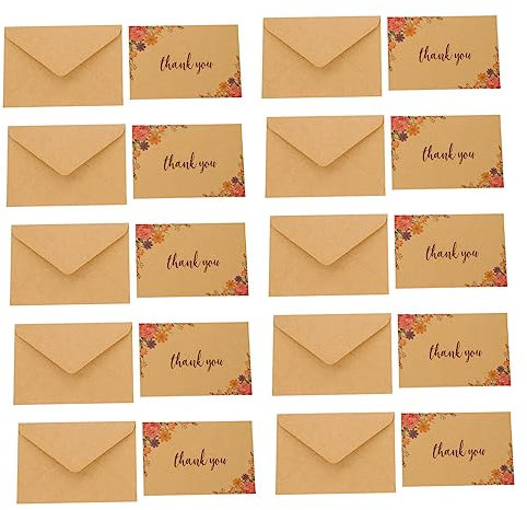 STOBOK 10stücke Vintage Kraftpapier Dankeskarten Mit Umschlägen Mehrzweck-memo-karten Für Hochzeiten Und Persönliche Botschaften Teiliges Mit Blumenmotiven