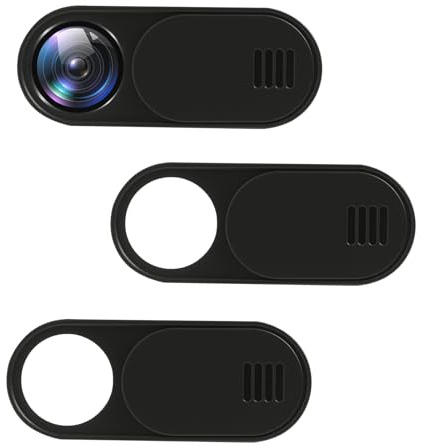 Yenvory Copri Webcam Ultra Sottile 0,6 mm – Copertura Camera con Slider per Laptop, Tablet, Smartphone e PC Portatile – Set da 3 (Nero)