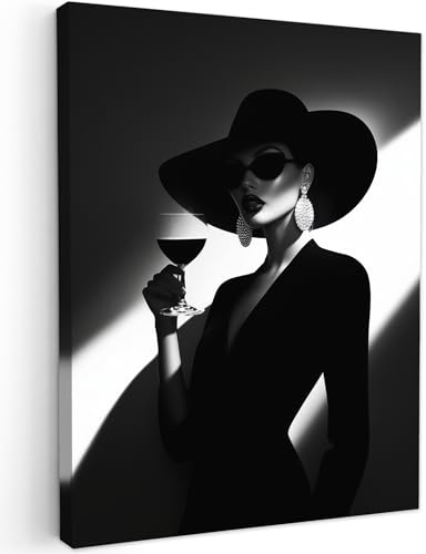 MuchoWow© Impression sur Toile Decoration Murale Peinture 50x70 cm Tableaux Art Décoratif Muraux Décoration Chambre Femme - Vin - Chic