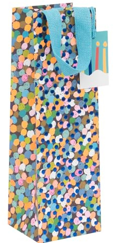 Glick Bottle Gift Bag, Sapphire Spots, 110 x 340 x 100 mm, Luxury Recyclable Bag for Birthdays & Celebrations