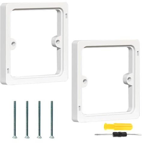 Acmerota 10mm Depth Single Socket Spacer White Square Spacer Frame Back Box Plate Stackable Electrical Outlet Box Extender for Light Switches Pattress Box Increased Installation Space, Pack of 2