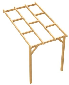 Wood&Play - Carport Überdachung oder Terrassenüberdachung, Einzelcarport aus Holz, Abstellplatz Holz Pavillon, wandseitig - aus langlebigem Kiefernholz - 300x187 cm