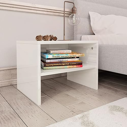 IBUQDDV Telefontisch Sofatisch Ablagetisch Nightstand Nachttisch Hochglanz-Weiß 40x30x30 cm Holzwerkstoff für Schlafzimmer, Esszimmer, Büro
