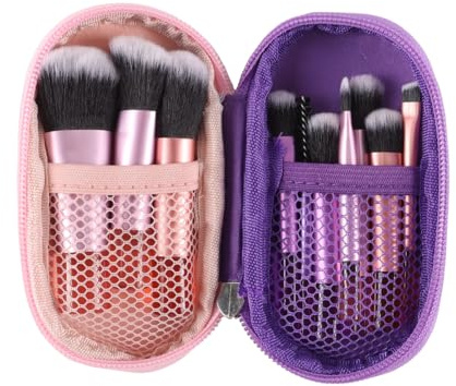 Enwye 10 brochas de Maquillaje de Viaje con Estuche, Mini brochas de Maquillaje portátiles, Kit de brochas cosméticas para Base, Sombra de Ojos, resaltador, Rubor, Corrector.