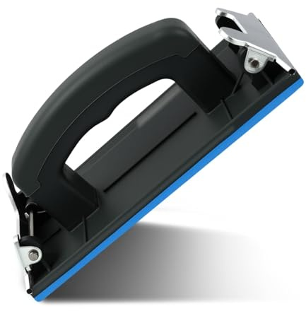 Hand Sander Sanding Block with Ergonomic Rubber Handle, High-Density EVA Foam Float 175x84mm, Durable Aluminum Base Plate, Quick Clamp for 9x11 Sandpaper, Ideal for Walls Wood Metal Glass