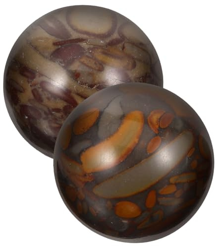PACKOVE Bolas de Masaje de Piedra Naturales 2 Piezas 25mm Portátiles Relajantes para Ejercicio de Mano Terapia de Acupresión Bienestar Personal