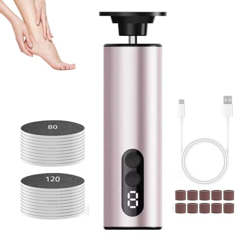 2 in 1 Mini Elektrischer Hornhautentferner, Hornhautentferner Elektrisch Hornhaut Entfernen Nagelschleifer Geschwindigkeit 9 Stufen mit Nano Glass Fußpflegegerät Pediküre Set Hornhautfeile