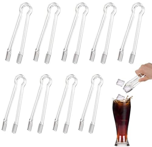 iLulala 10pcs Small Plastic Serving Tongs for Appetizers, Disposable Plastic Tongs, Clear Kitchen Small Serving Utensils for Serving for Party Food Buffet Appetizer Salad Catering Ice, 6.3 Inches.