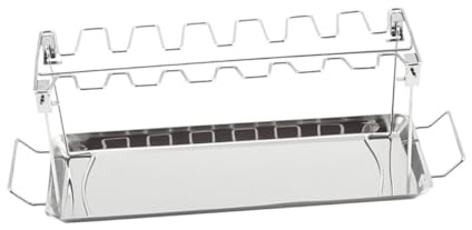 SOIMISS Support à Ailes de Poulet en Acier Inoxydable 14 Fentes avec Bac Récupérateur pour Barbecue Extérieur et Grill Multifonction