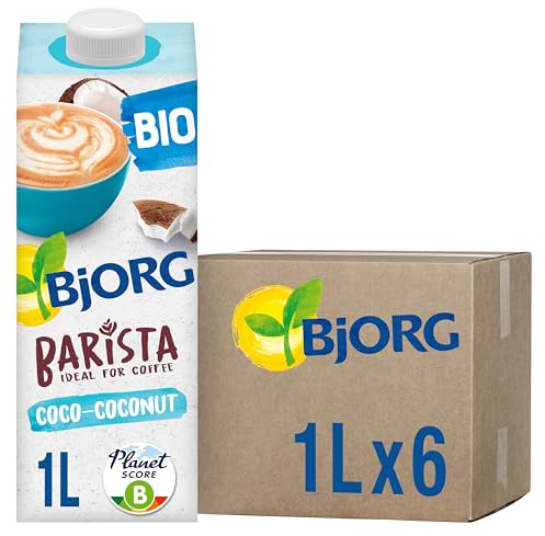 BJORG - Boisson Végétale Coco Barista - Bio - 6 x 1 L | 100% végétal - Sans Sucre Ajouté - Pauvre en matières grasses - Sans Lactose