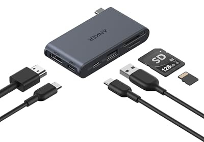 Anker Nano Hub, Kompakter 6-in-1 USB-C Hub mit 85W PD-Ladefunktion (Netzteil Nicht enthalten), 4K@60Hz HDMI, 10Gbps USB-C,5Gbps USB-A, SD-/TF-Kartenleser, für MacBook, Lenovo, HP und weitere Geräte