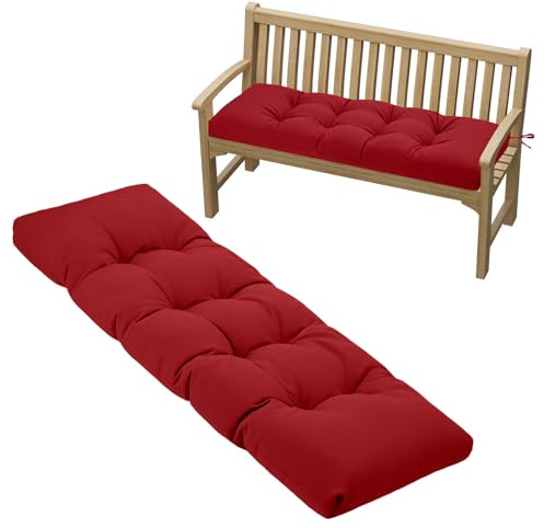 PRIMEPATIO Coussin de banc de jardin extérieur, 8 cm d'épaisseur, coussin de siège de banc long tufté imperméable avec attaches, coussin de remplacement pour patio, pelouse et canapé 2 places, 108x45