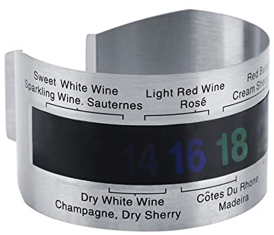 Irfora LCD Vintermometer i Rostfritt Stål, Armbandsur Armband Temperatursensor för Rött Vitt Vin, Bärbar Mini återanvändbar Sensor för Kropp Vatten Gas Yta