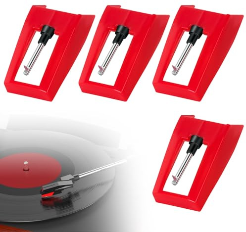 4 Stück Diamant Nadel Plattenspieler Stift Ersatz, Diamant Stylus Ersatz | Plattenspieler Universal Stylus,Austausch Schallplatten Diamant Nadeln für Schallplattenspieler,Vinylplatten-Spieler