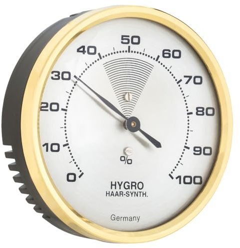 TFA Dostmann 44 2000 hygromètre analogique avec anneau en laiton, mesure précise des cheveux synthétiques (L x l x h) 71 x 26 x 71 mm, à suspendre, fabriqué en Allemagne