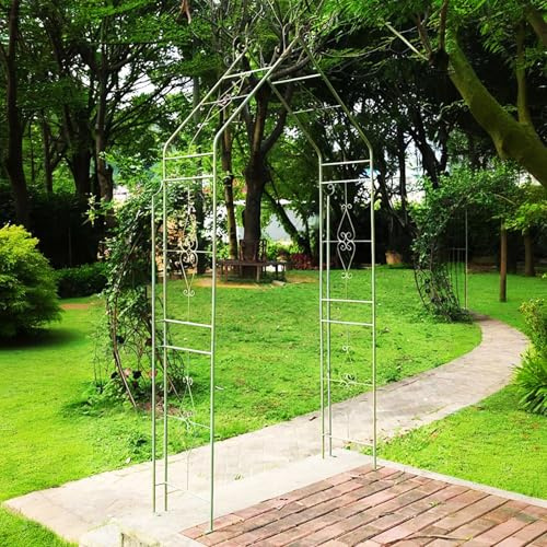 Arco da Giardino in Ferro Battuto Robusto Grigliato per Piante Rampicanti Decorazione Matrimonio Esterno Pergolato da Giardino H215 cm per Prato Terrazza Cortile(Green)
