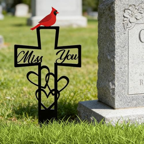 Indicatore croci cimiteriali in metallo resistente agli agenti atmosferici per ricordi tombe e decorazioni da giardino Installazione semplice Elegante decorazione per tomba
