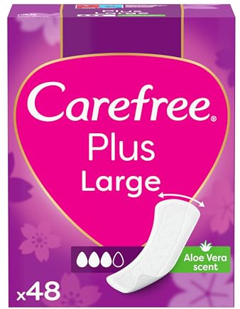 Carefree Plus Aloe 48 Stk. Frischduft-Hygieneeinlagen Kontrollieren unangenehmen Geruch bis zu 12 Stunden. Breiter als Standardeinlagen, Farbstofffrei, chlorfrei gebleicht.
