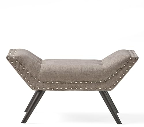 Christopher Knight Home Rosalynn Tufted Fabric Ottoman / Bench, Granite