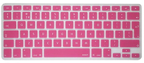 MiNGFi Silikon Englisch QWERTY Tastaturschutz für MacBook Pro 13 A1278 A1425 A1502 Air 13 A1369 A1466 Pro 15 A1398 A1286 Pro 17 A1297 (2008–2017) EU/ISO Tastaturlayout - Pink