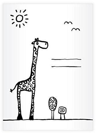 2 Nette DIN A4 Schulhefte, Schreibhefte mit Giraffen Umschlag zum Ausmalen Lineatur 20 (blanko Heft)
