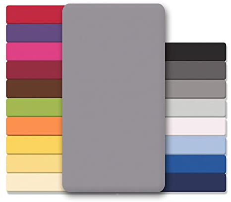 CelinaTex Jersey Spannbettlaken Lucina Doppelpack 90x200-100x200cm dunkel grau 100% Baumwolle gekämmt bis 26cm Matratzenhöhe Spannbettbezug, Leintuch, Bettlaken, elastisch, Strech, Oeko-Tex