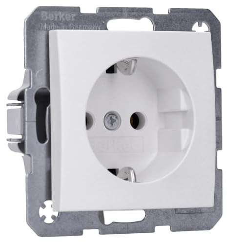 Berker 47431909 Steckdose Schuko S.1 - Polarweiß Matt | Schutzkontakt-Steckdose für Unterputz-Montage - Robustes Kunststoff-Material - Klassisches Design für S.1 und B.3 Serien