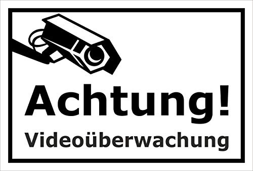 Melis-Folienwerkstatt Schild Achtung Videoüberwachung – 15x10 cm – 3mm Aluverbund – Bohrlöcher – mehrere Größen/Materialien