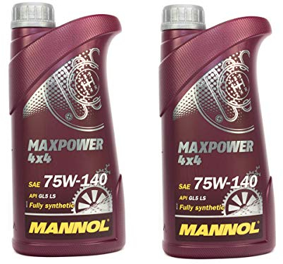MANNOL Maxpower Lot de 2 bidons d'huile de transmission 4x4 75W-140 API GL 5 LS 1 l