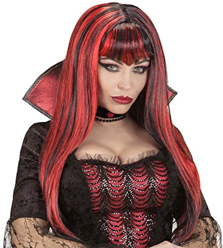 W WIDMANN MILANO Party Fashion - Vampir Perücke Damen | Langhaarperücke aus Kunsthaar im Gothic Look für Halloween, Karneval und Mottoparty