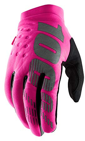 100% BRISKER Women's Motocross & Mountain Bike Gloves - MTB & MX Racing Protective Gear (MD - NEON PINK/BLACK)