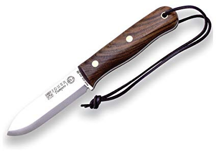 Joker Cuchillo de Caza Trampero S CN124, Mango Nogal, Hoja de 10 cm en Acero Sandvik 14C28N, Funda Piel de Color marrón, Herramienta de Pesca, Caza, Camping y Senderismo