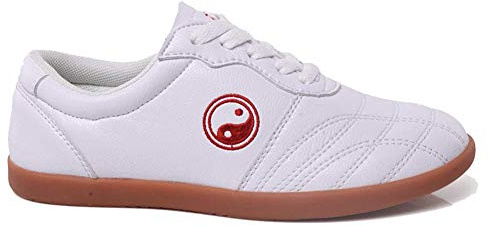 Tai Chi Kung Fu skor kampsport traditionell Qi Gong Pekingtränare Wing Chun toffel med klassisk Tai Chi ikon Oxford sula för män kvinnor – oxskinn, - Vitt - 36.5 EU