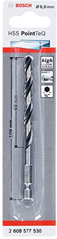 Bosch Professional Brocas de vástago hexagonal PointTeQ , para metal, diámetro: 6.8 mm, vástago hexagonal de ¼, accesorios para taladro de impacto y taladro atornillador