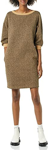 Amazon Essentials Abito in Felpa da Donna in Pile con Maniche a Blouson e Girocollo (Disponibile in Taglie Forti), Cammello Cheetah, L