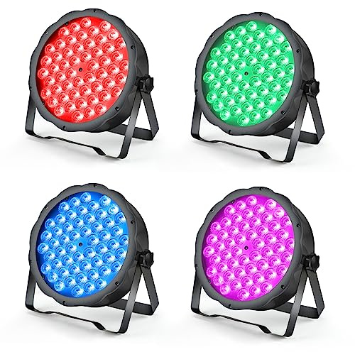 BETOPPER Scenbelysning, DJ-ljus, LED-par lampor 54 x 1,5 W RGB 3 i 1 ljuseffekter, discoljus med ljudaktivering/DMX512, för fest bröllop, klubb, barer, halloween, jul (2 stycken)